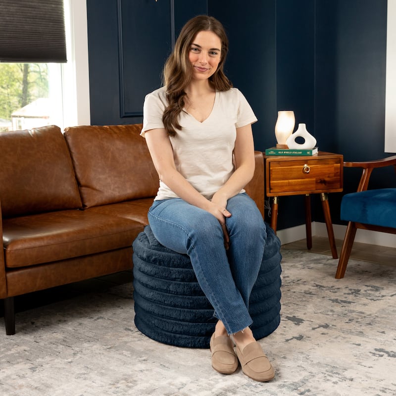Jaxx Paran Pouf - Fluffy Faux Fur Ottoman for Modern Interior Design