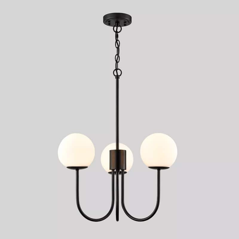Glass Globe Chandelier Mid Century Pendant Ceiling Lights 3 Lights - 19" x 47"