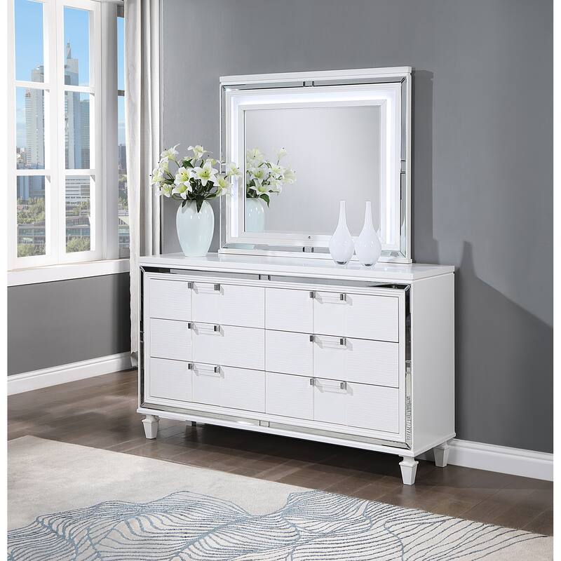 Genoa White 6-Drawer 62 in. W Dresser