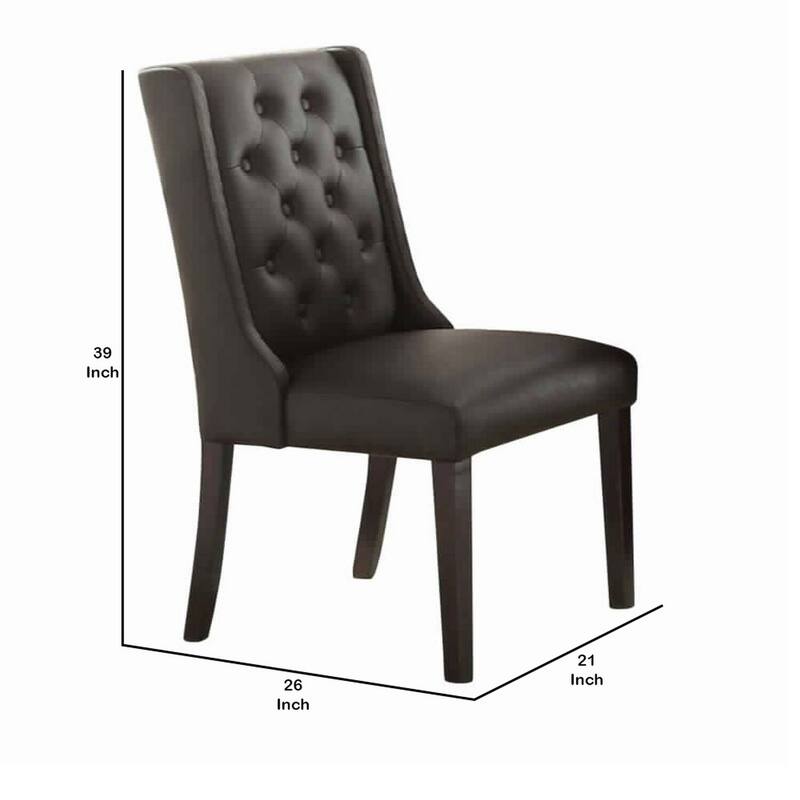 Black/Black Faux Leather Upholstered Wood Frame Dining Chair, Set of 2, Sturdy Dining Chair for Dining Rooms - 24.6