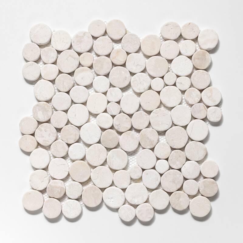 Penny Rounds 11 in. x 11 in. Honed Marble Mesh-Mounted Mosaic Wall and Floor Tile