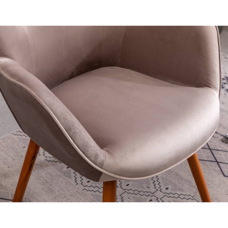 Chocolate Modern 30" Polyester Button Tufted Accent Chair with Solid Wood Frame for Living Room