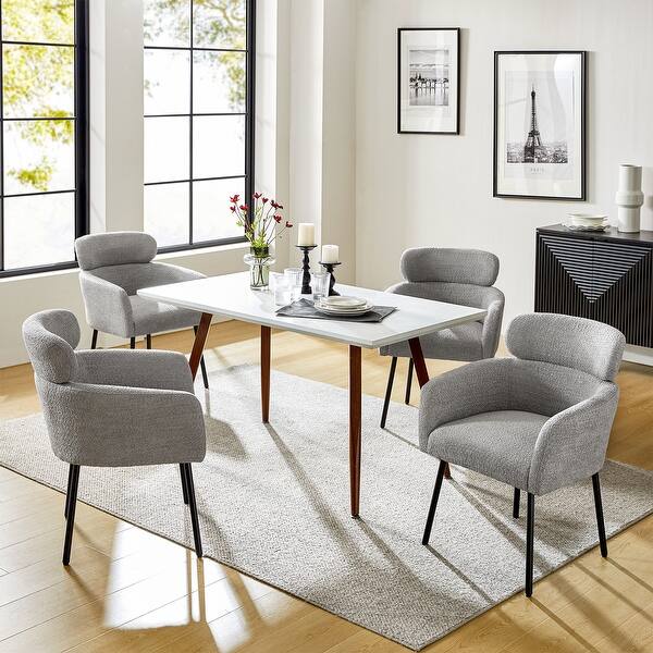 Amos Modern Boucle Dining Chair with Adjustment Feet Set of 4 by HULALA HOME On Sale Bed Bath Beyond 40348624