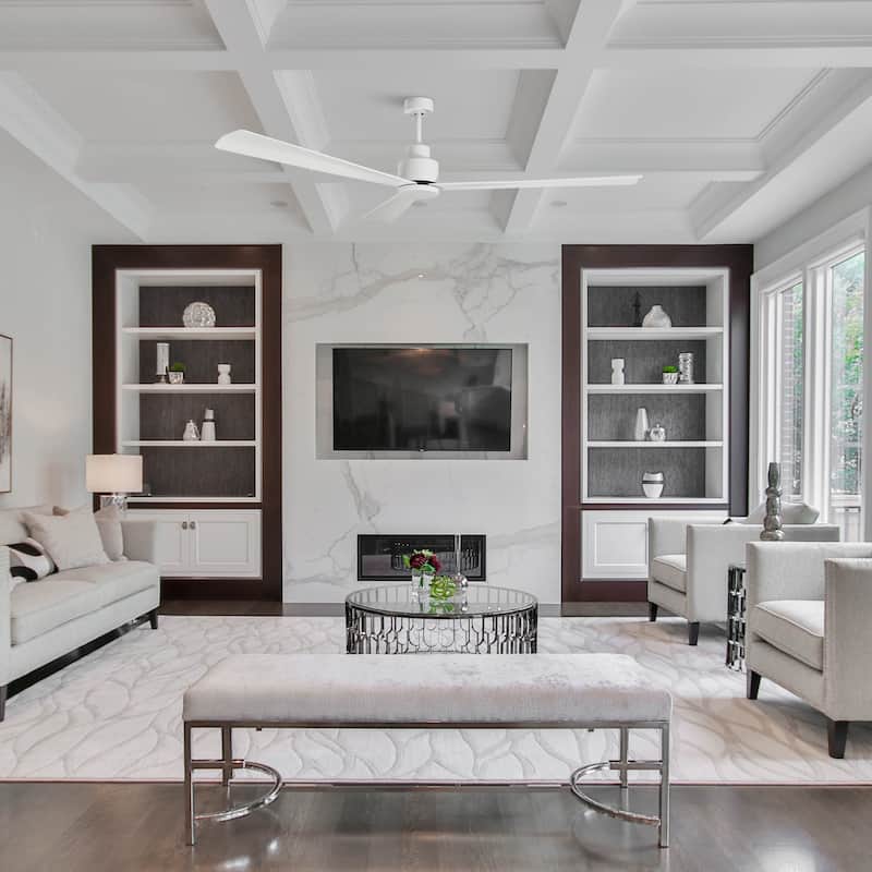 52" Matte White Industrial Reversible DC Motor Ceiling Fan