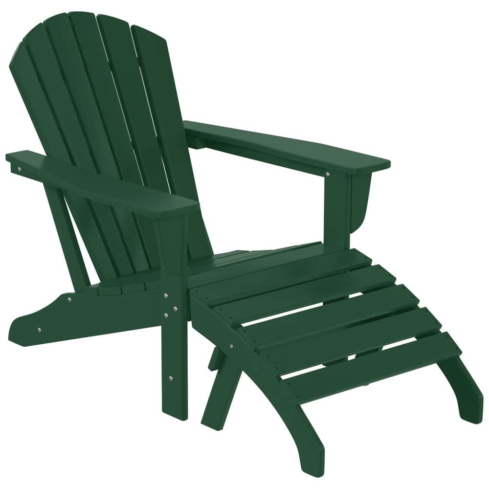 Altura Classic Outdoor Eco-Friendly All Weather Adirondack Chair with Ottoman (2-Piece Set)