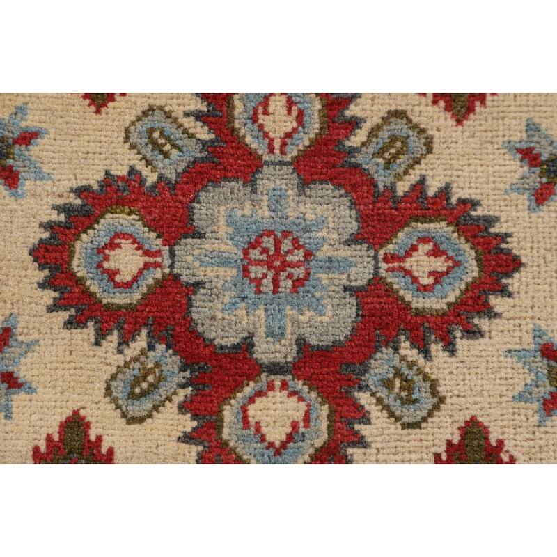Geometric Kazak Oriental Runner Rug Hand-Knotted Hallway Wool Carpet - 2'0" x 5'10"