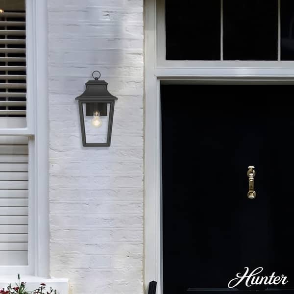 slide 2 of 7, Hunter Spring Cove Outdoor Wall Light - Front Porch, Patio, Garage, Pergola - Traditional, Mission - Resists Corrosion! 15" - 1 Light - Matte Black