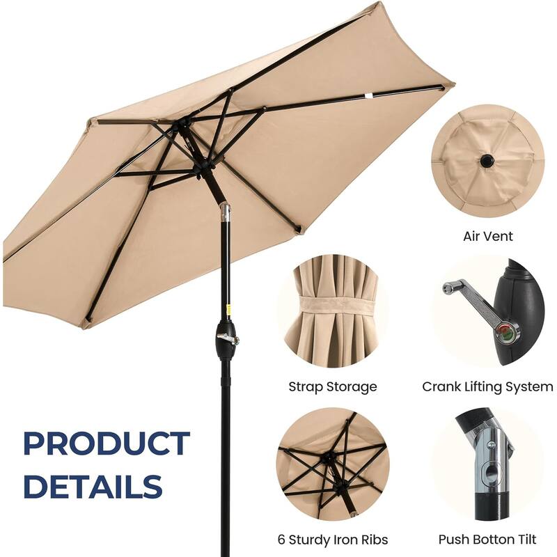 7.5' Outdoor Patio Umbrella with Push Button Tilt and Crank