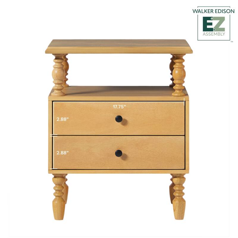 Walker Edison Easy Assembly Solid Wood 2-Drawer Nightstand (Set of 2)