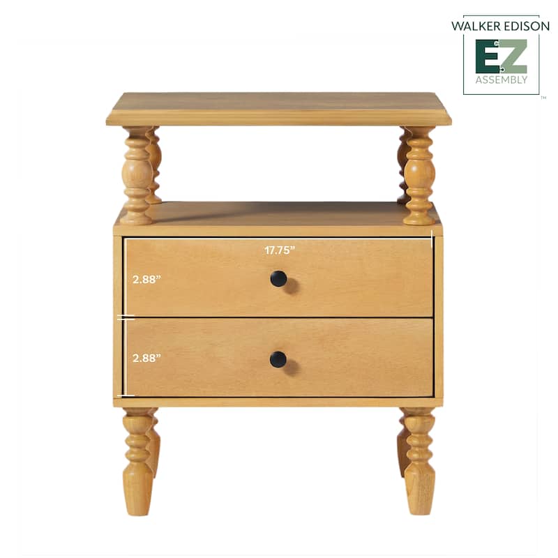Walker Edison Easy Assembly Solid Wood 2-Drawer Nightstand