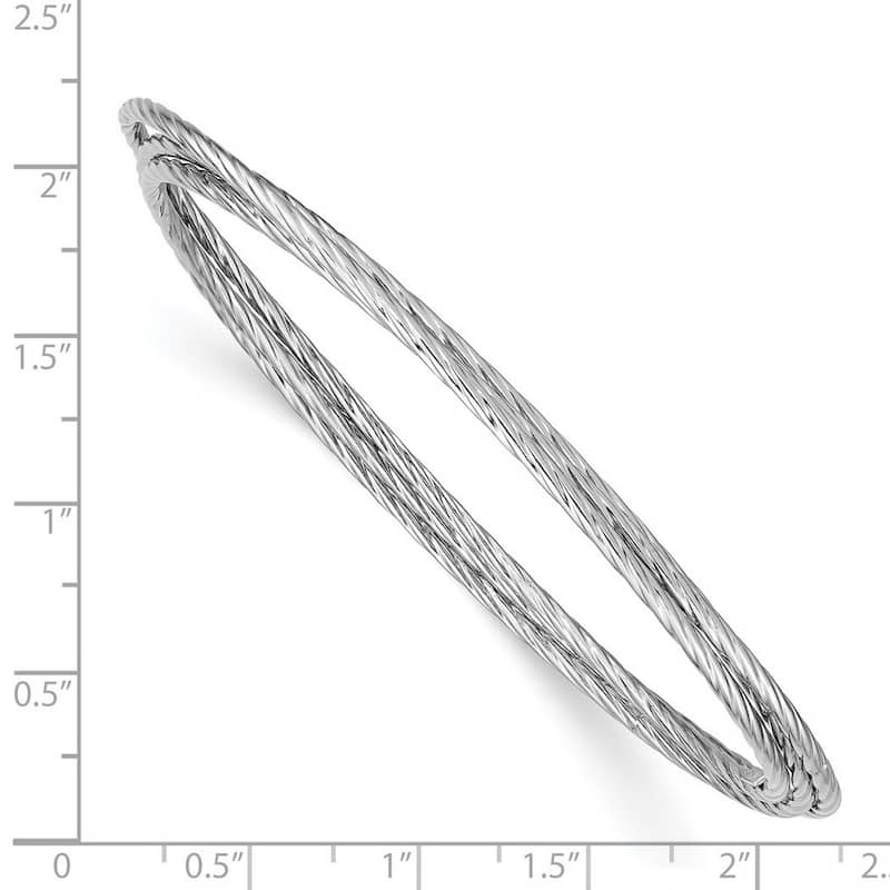Curata 925 Sterling Silver Three Row Moveable Twisted Intertwined Slip On Bangle Bracelet