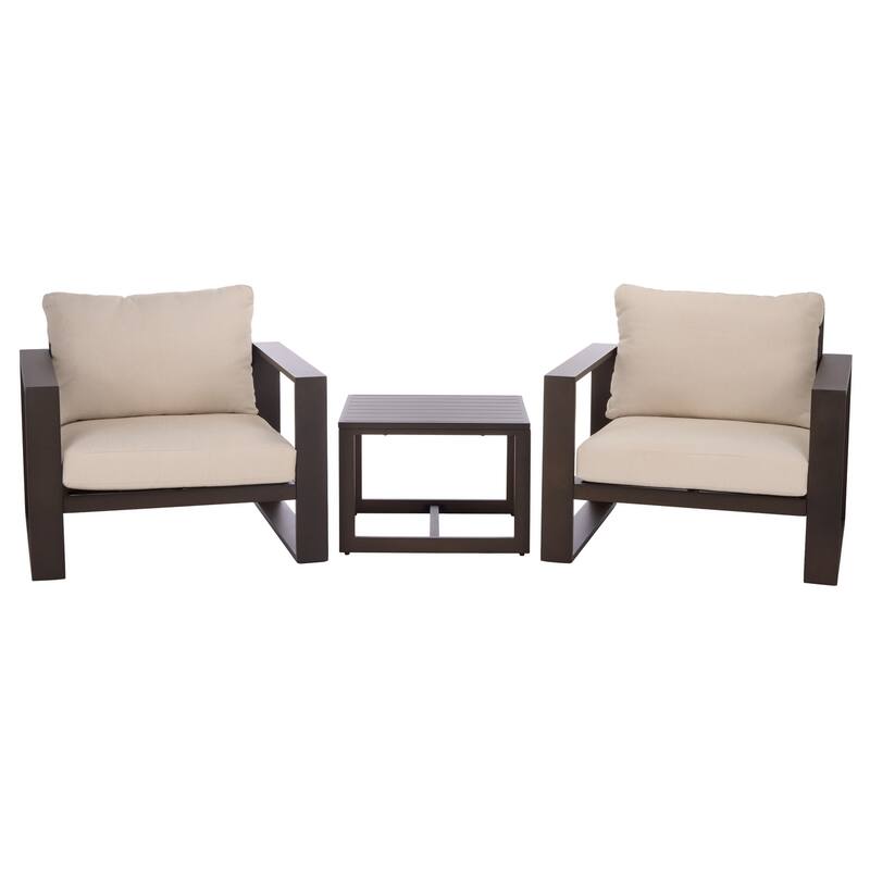 SAFAVIEH Outdoor Living Fash 3-piece Living Set - 36"W x 34"D x 30"H - Brown/Taupe