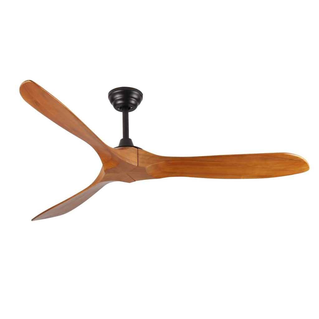 60 Inch wood Ceiling Fan No Light Without Lights for Patios Bedroom Living Room Indoor Outside Reversible ETL DC Motor