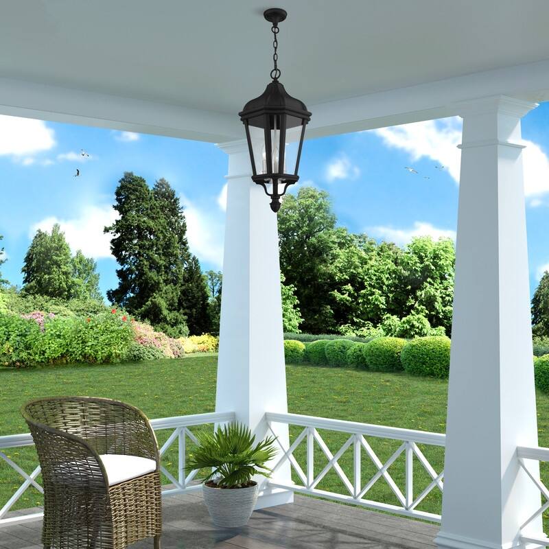 Livex Lighting 3-light Black Outdoor Pendant Lantern, 76193-14 - 11" DIA x 25" H