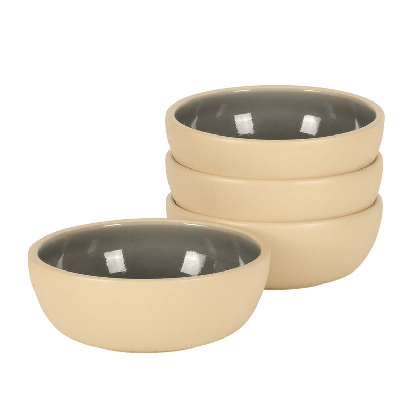 Gibson Elite - Made in Portugal - Port Gaia 4 Piece Cereal Bowl Set, 6.2" Stoneware Reactive Glaze, Dessert & Snack Bowls