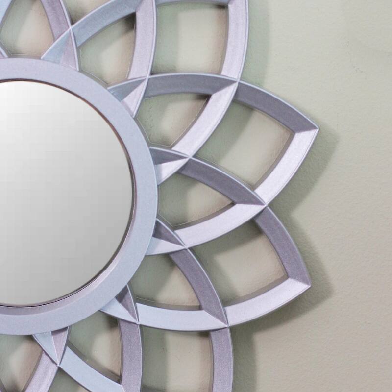 Set of 3 Matte Silver Arched Floral Mirrors Wall Decor 10"