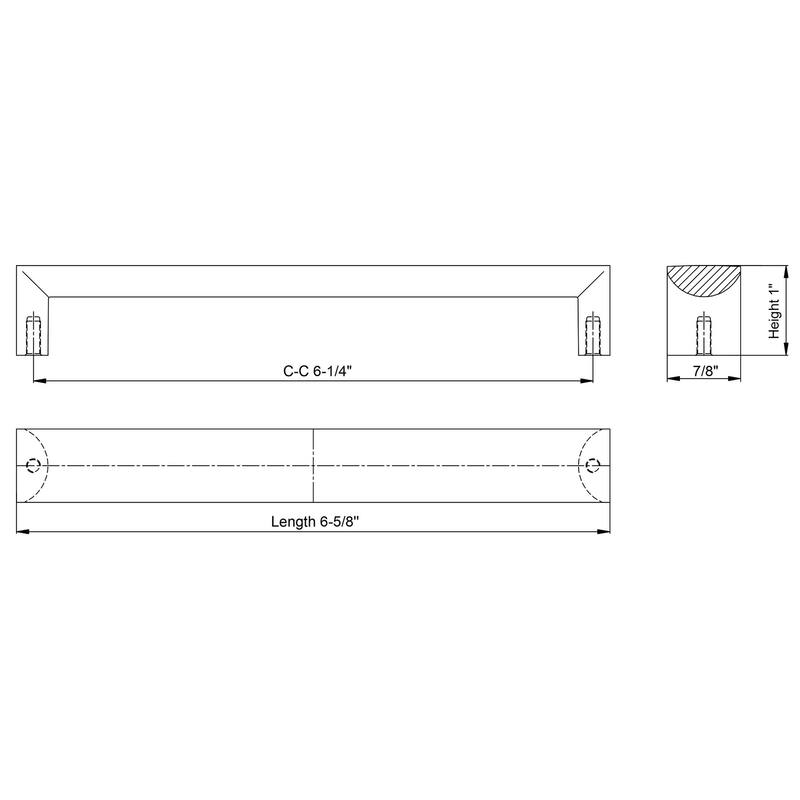 Dowell Series 3007 Handles (160mm/6.3" CTC), Brushed Nickel, 10 Pack - 6.3" - 160mm