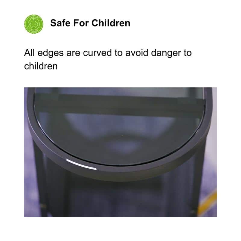 Oval Narrow Side Table Set of 2 End Tables with Organizer Storage