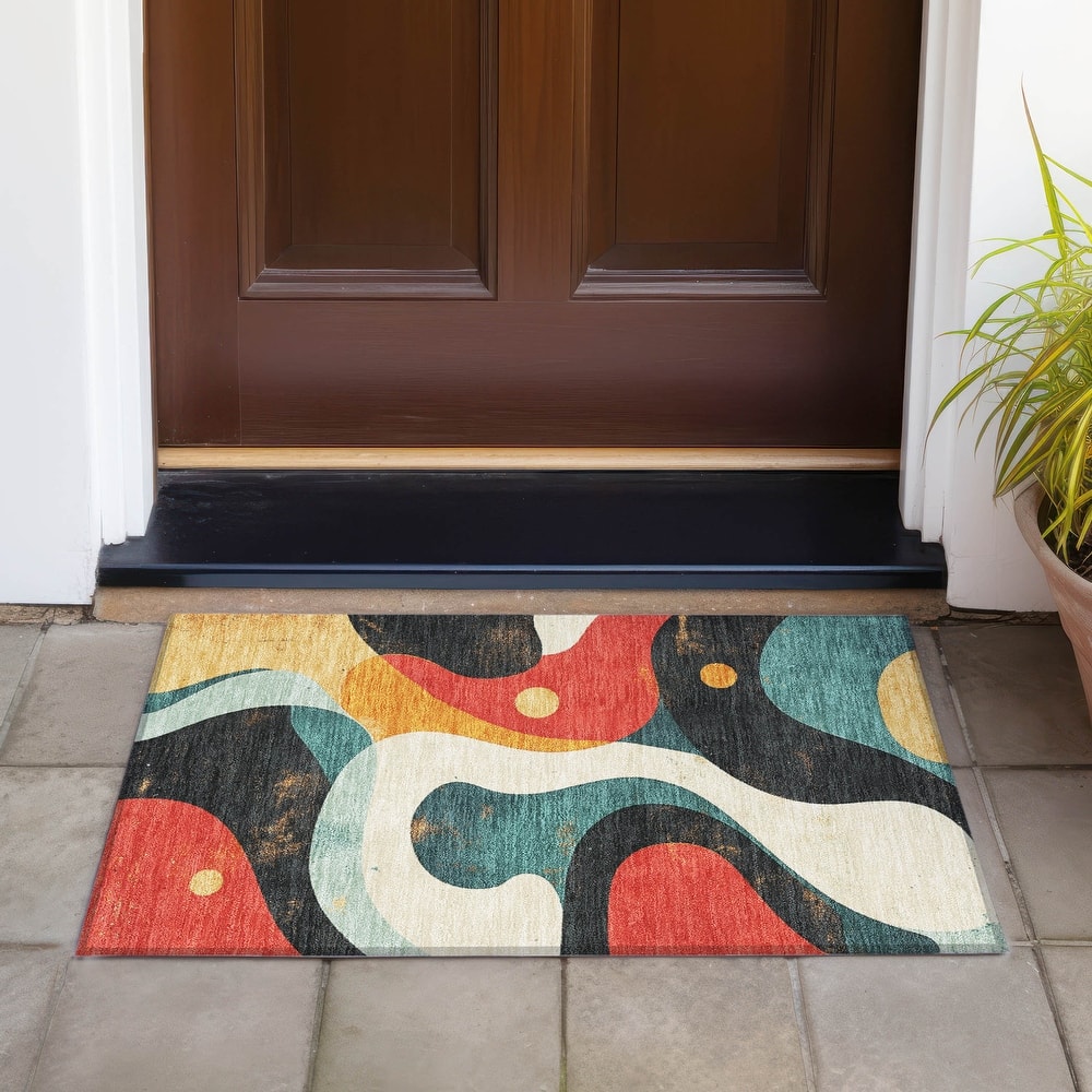 Machine Washable Indoor/Outdoor Casual Contemporary Chantille Rug