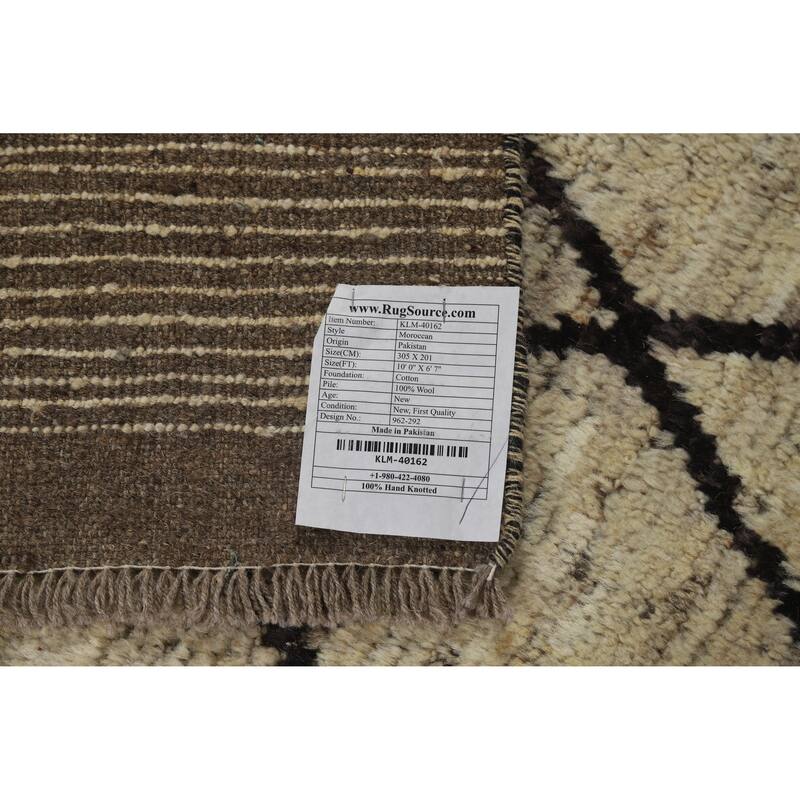 Trellis Moroccan Oriental Area Rug Handmade Wool Carpet - 6'7" x 10'0"