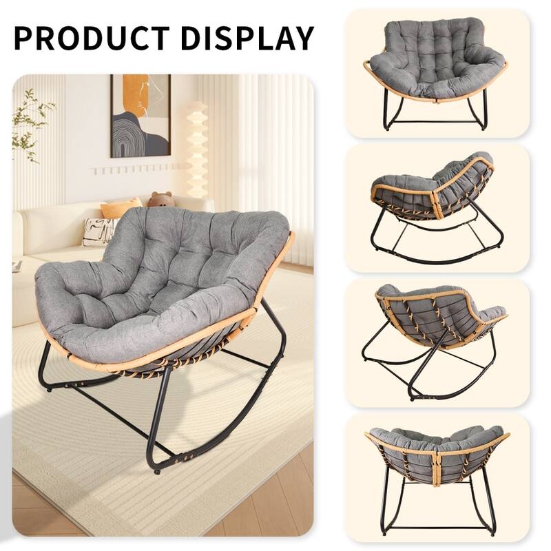 Modern Larger Outdoor Rattan Wicker Rocking Chair