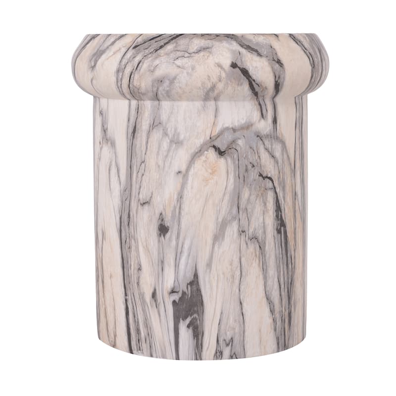 Christopher Knight Home - Lightweight Concrete Sculptural Side Table with Faux Marble Travertine Finish for Indoor & Outdoor