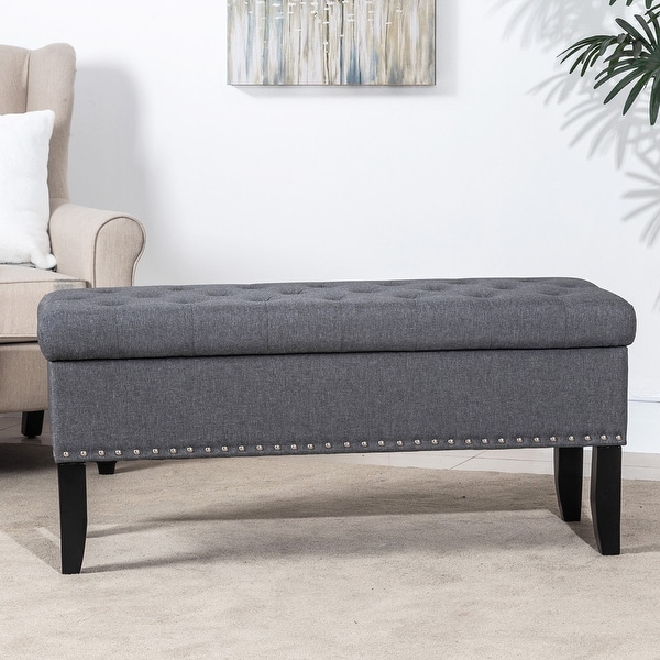 Dark grey deals ottoman with storage