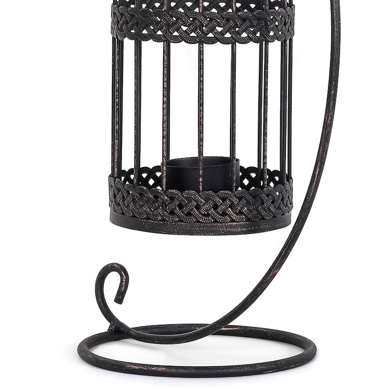 Adeco Birdcage Style Hanging Candle Holder Stand Vintage Lantern