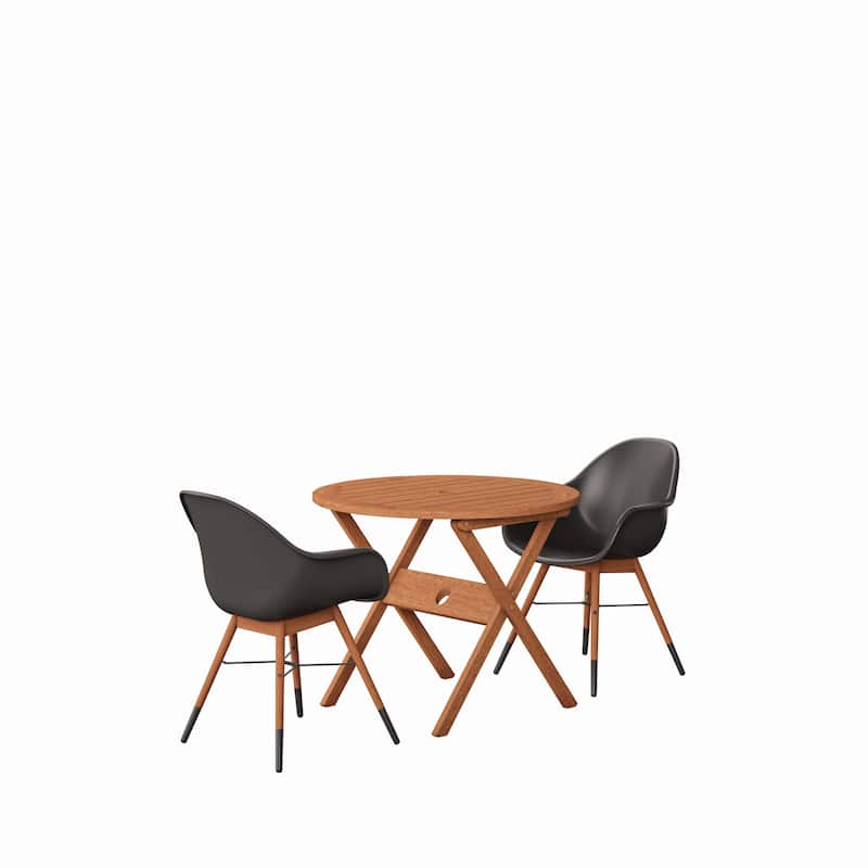 Amazonia Newberg 3-Piece Eucalyptus Wood Patio Dining set
