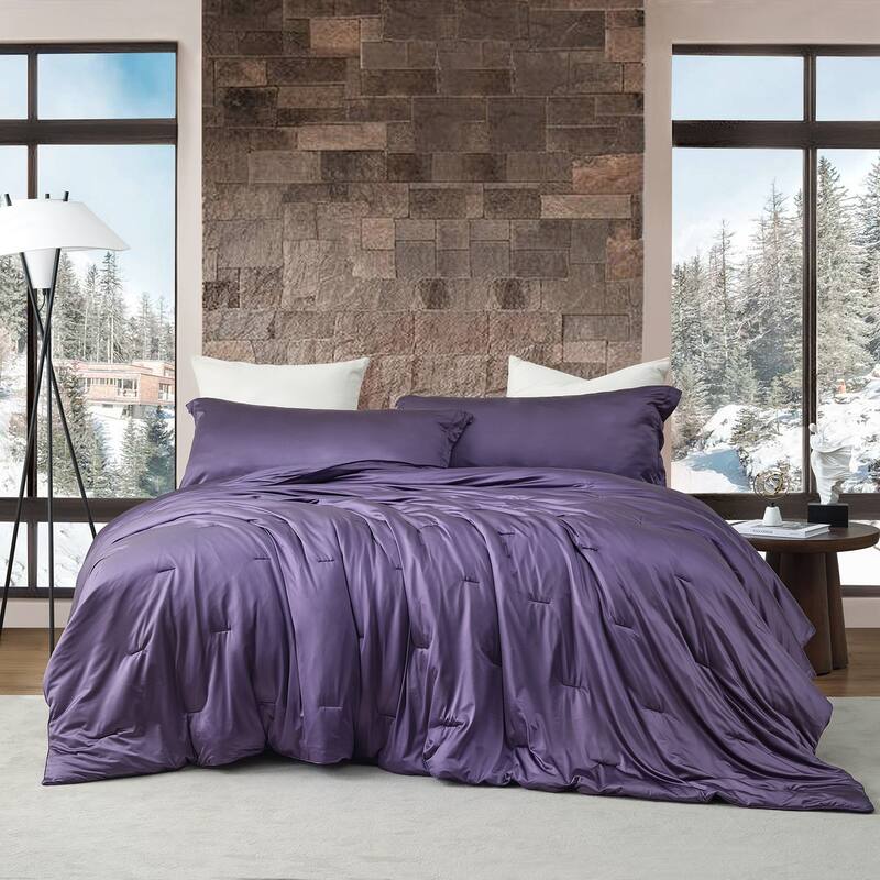 Satin Summer - Coma Inducer® Comforter Set - Queen - Purple Plumeria