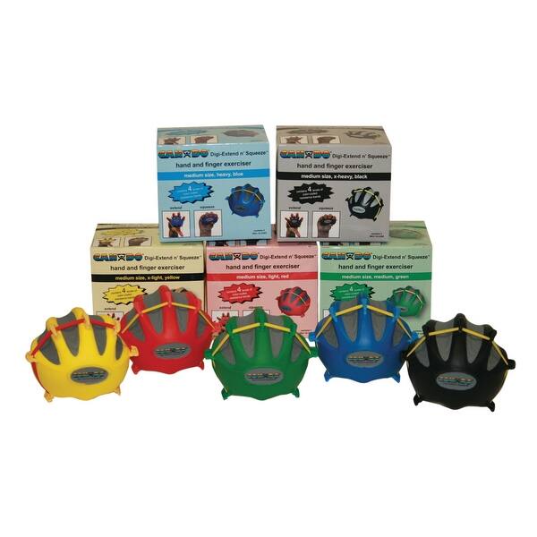 CanDo Digi-Extend n' Squeeze Hand Exerciser - Small - 5-piece set (yellow, red, green, blue, black), no stand