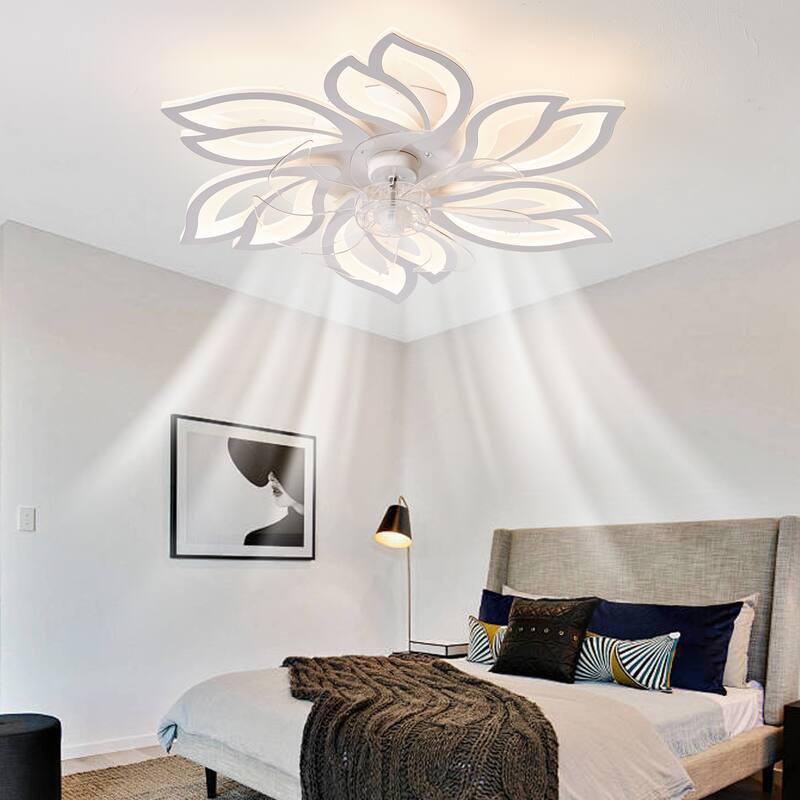 30'' 7 - Blade Ceiling Fan with LED Lights，Indoor Remote Control Ceiling Fans with Lights