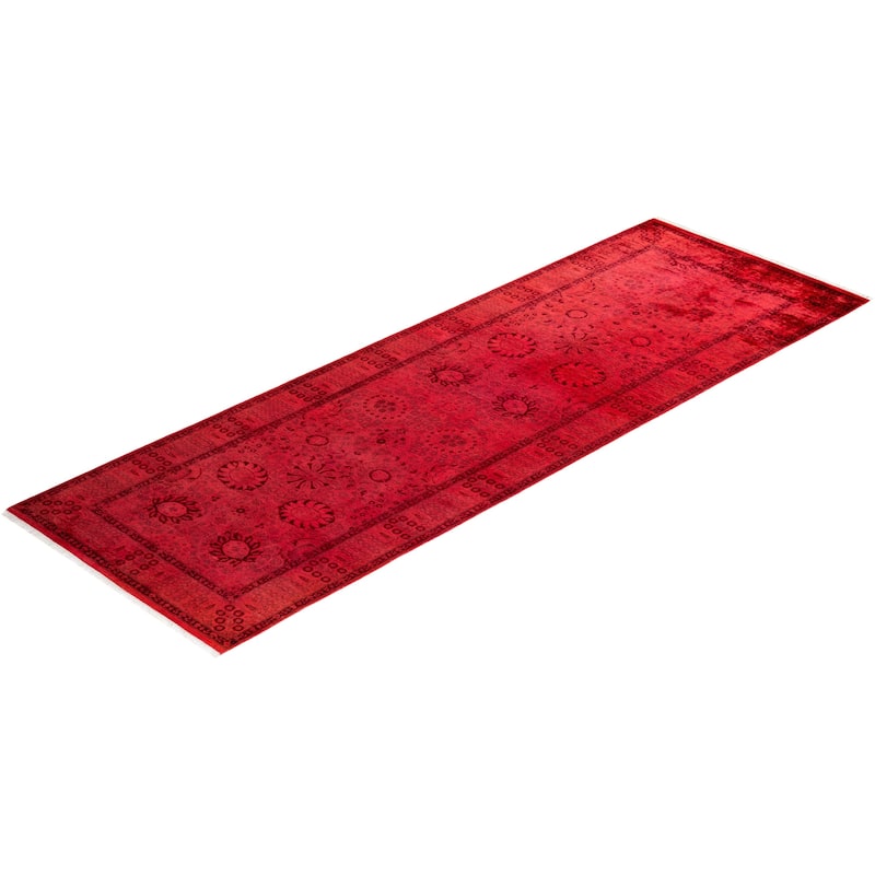 Fine Vibrance, One-of-a-Kind Hand-Knotted Runner Rug - Orange, 3' 1" x 9' 1" - 3' 1" x 9' 1"