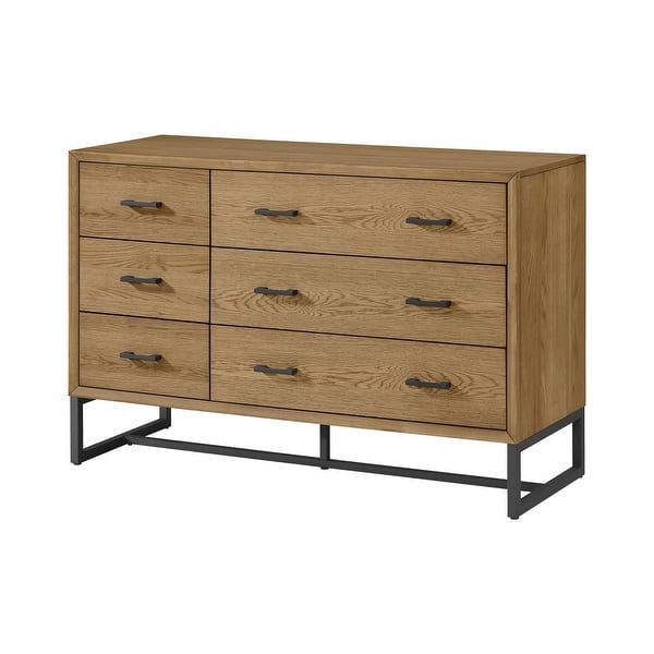 slide 2 of 3, Newport 6-Drawer Solid Wood Dresser, Natural Oak