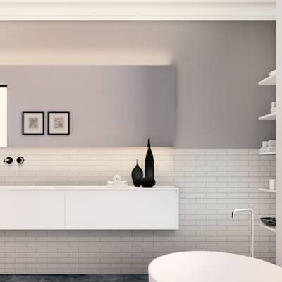 Apollo tile 0.5" x 8" Arte Matte White Ceramic Tile (0.3 sq ft/case) - 10 Pack