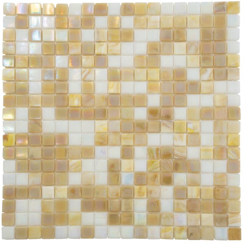 Apollo tile 12" x 12" Mingles Glossy Yellow Gold White Glass Tile (18.69 sq ft/case) - 20 Pack