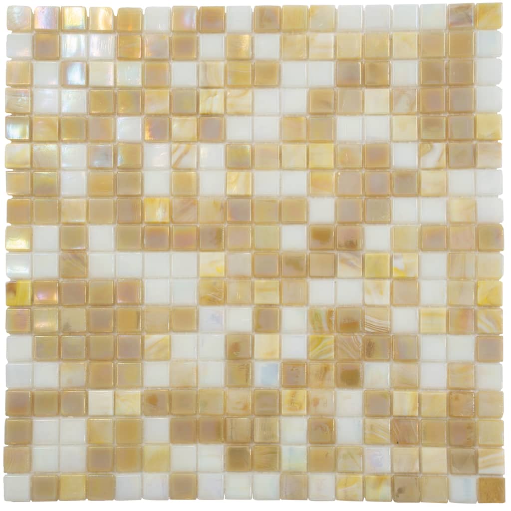 Apollo tile 12" x 12" Mingles Glossy Yellow Gold White Glass Tile (18.69 sq ft/case) - 20 Pack