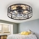 preview thumbnail 76 of 191, 16.5"/18.5"/20"/23.6"/24"/28" Vintage Distressed White Low Profile Caged Ceiling Fan with Light and Remote (7/6/5/3-Blade)
