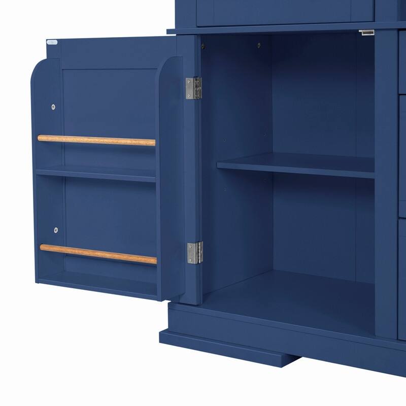 Freestanding 78.3" Kitchen Pantry with Hutch, Large Kitchen Pantry Storage with Drawers,Door Shelf and Adjustable Shelves