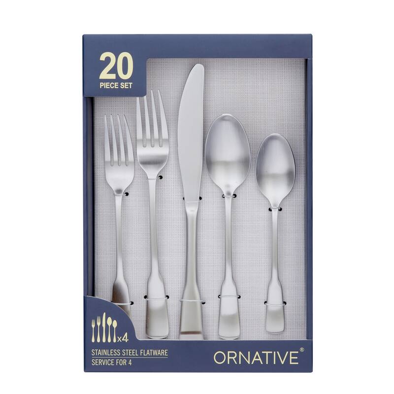 Ornative Yesenia 18/0 Stainless Steel Satin/Mirror Flatware Set