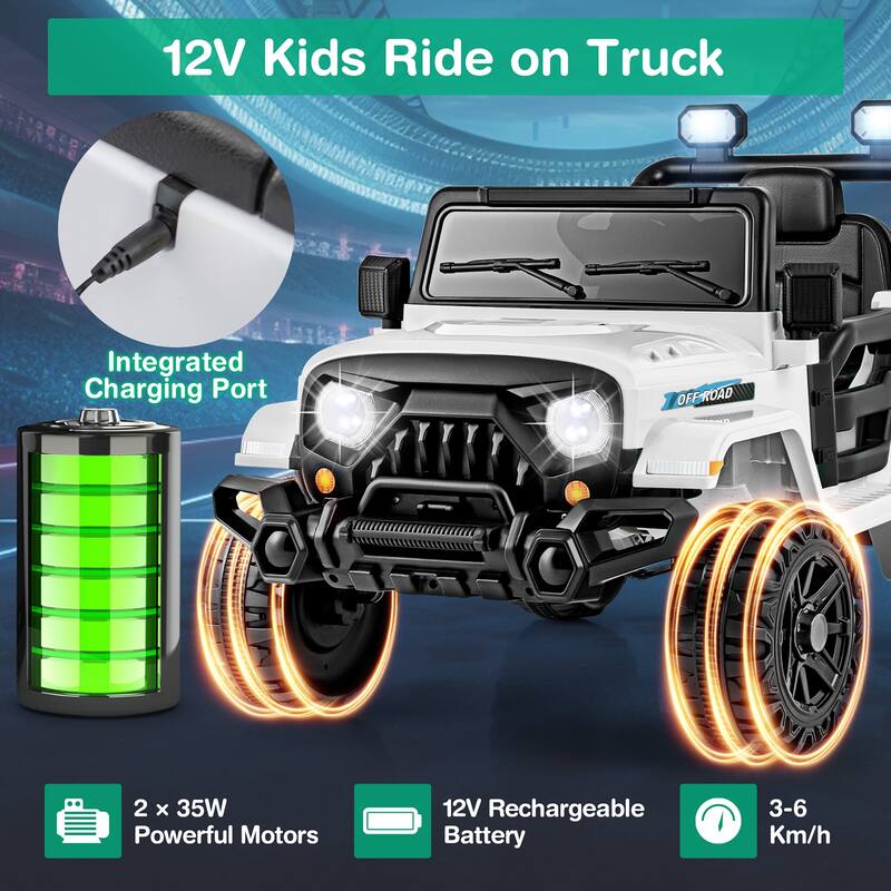 Gymax 12V Kids Ride on Truck Car w/Remote Control Threaded Wheels 3