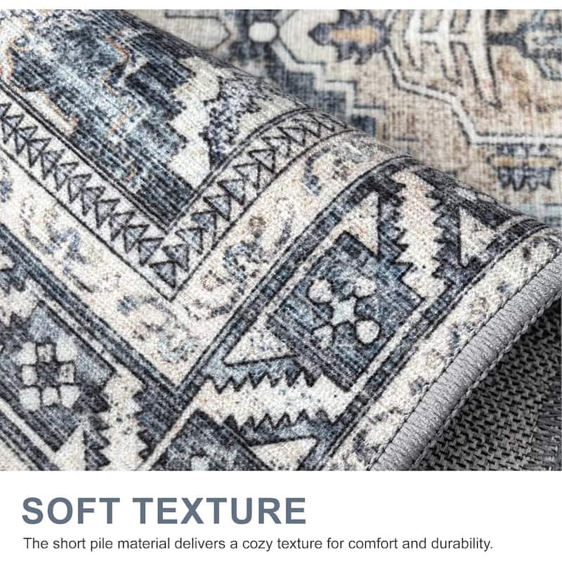 Mcow EverEase Collection Low Pile Machine Washable Non-Slip Area Rug