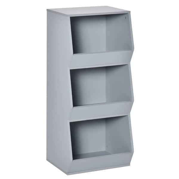 slide 2 of 7, Kids Storage Shelf with Safety Features and Durable Gray Design - 15"L x 13.5"W x 35.5"H Grey