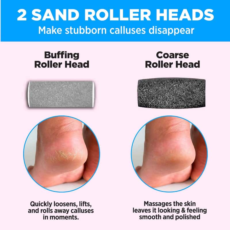 Personal PEDI Diamond Rechargeable Foot File with Coarse and Buffing Rollers, Water Resistant, LED Display