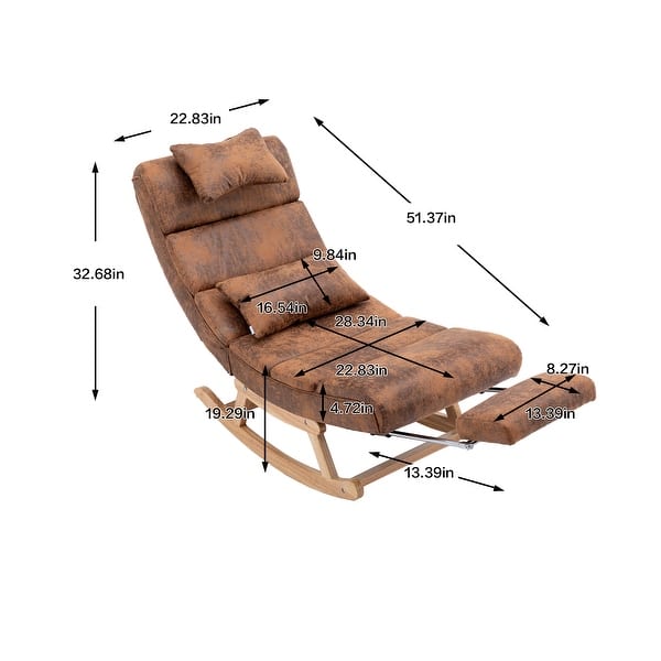 Comfortable Rocking Chair with Retractable Foot Pads, Upholstered