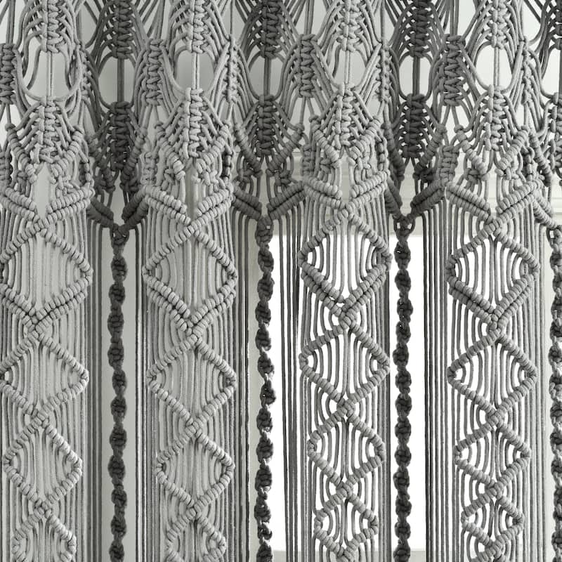 Lush Decor Boho Macrame Textured Cotton Window Curtain/Room Divider/Doorway/Wall Decor