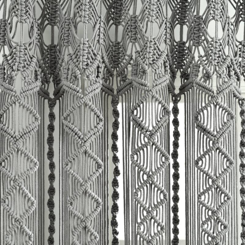 Lush Decor Boho Macrame Textured Cotton Window Curtain/Room Divider/Doorway/Wall Decor