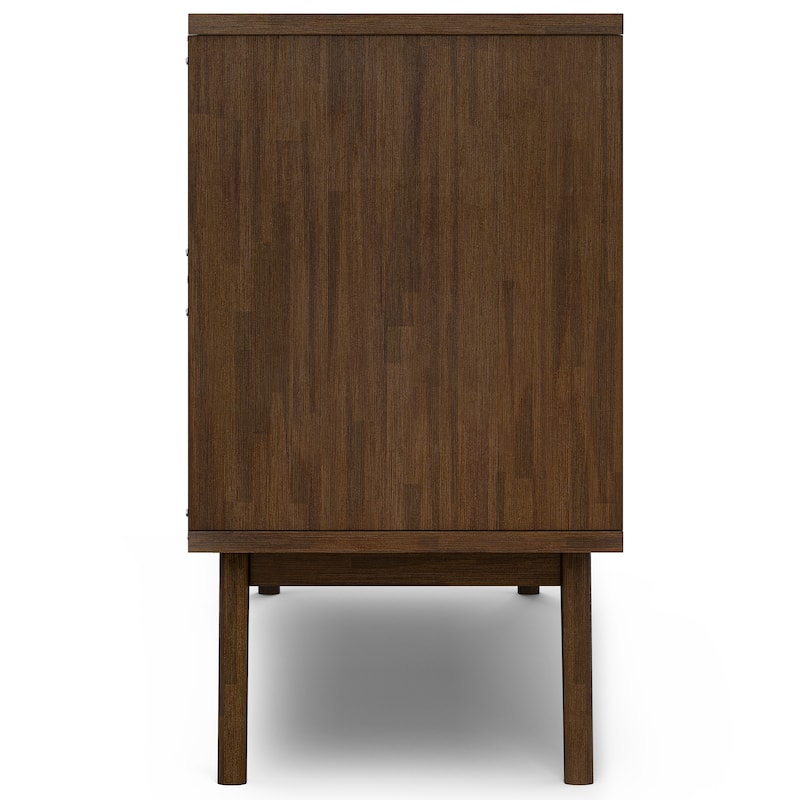 WYNDENHALL Wright SOLID ACACIA WOOD 60 inch Wide Rectangle Mid Century Sideboard with Wine Storage in Rustic Natural Aged Brown