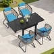 preview thumbnail 31 of 50, 5/7/11-Piece Set Outdoor Aluminum Extendable Patio Dining Set Rectangle Table with Rattan Chairs Blue - 63 in Table - 5pcs Set