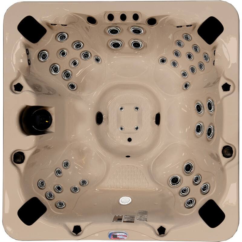 7-Person 56-Jet Premium Acrylic Bench Spa Standard Hot Tub with Sound System and LED Waterfall